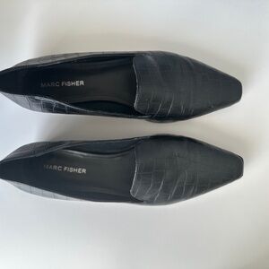 Marc Fisher Croc-Embossed Black Loafers